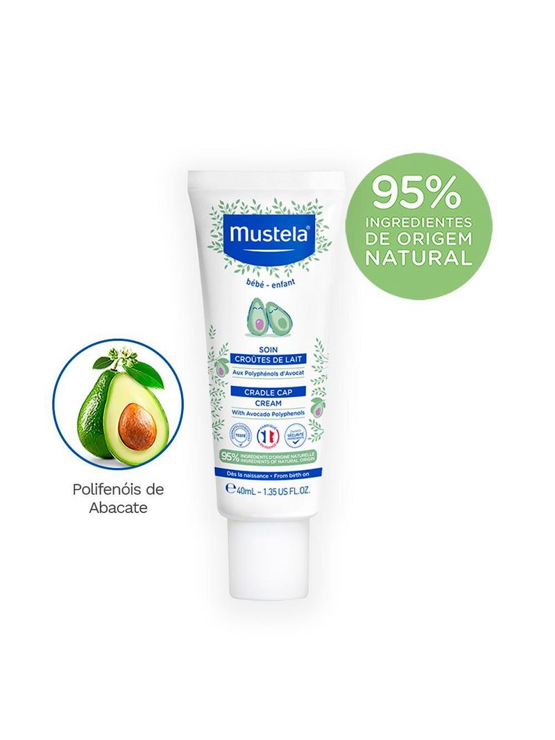 Creme infantil mustela bebê stelaker crosta láctea