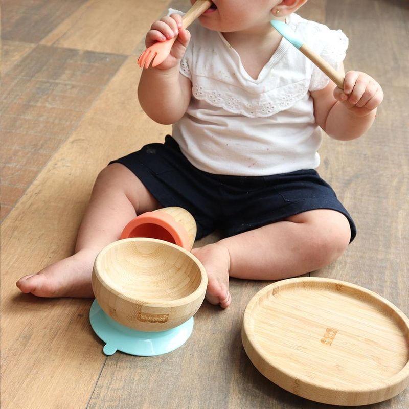 Prato raso com ventosa bam n' boo 6+m azul fisher price - bb1170