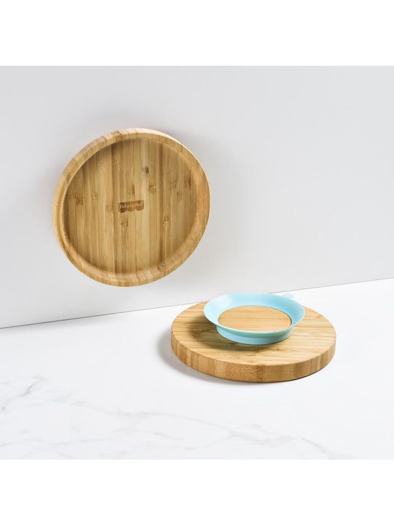 Prato raso com ventosa bam n' boo 6+m azul fisher price - bb1170