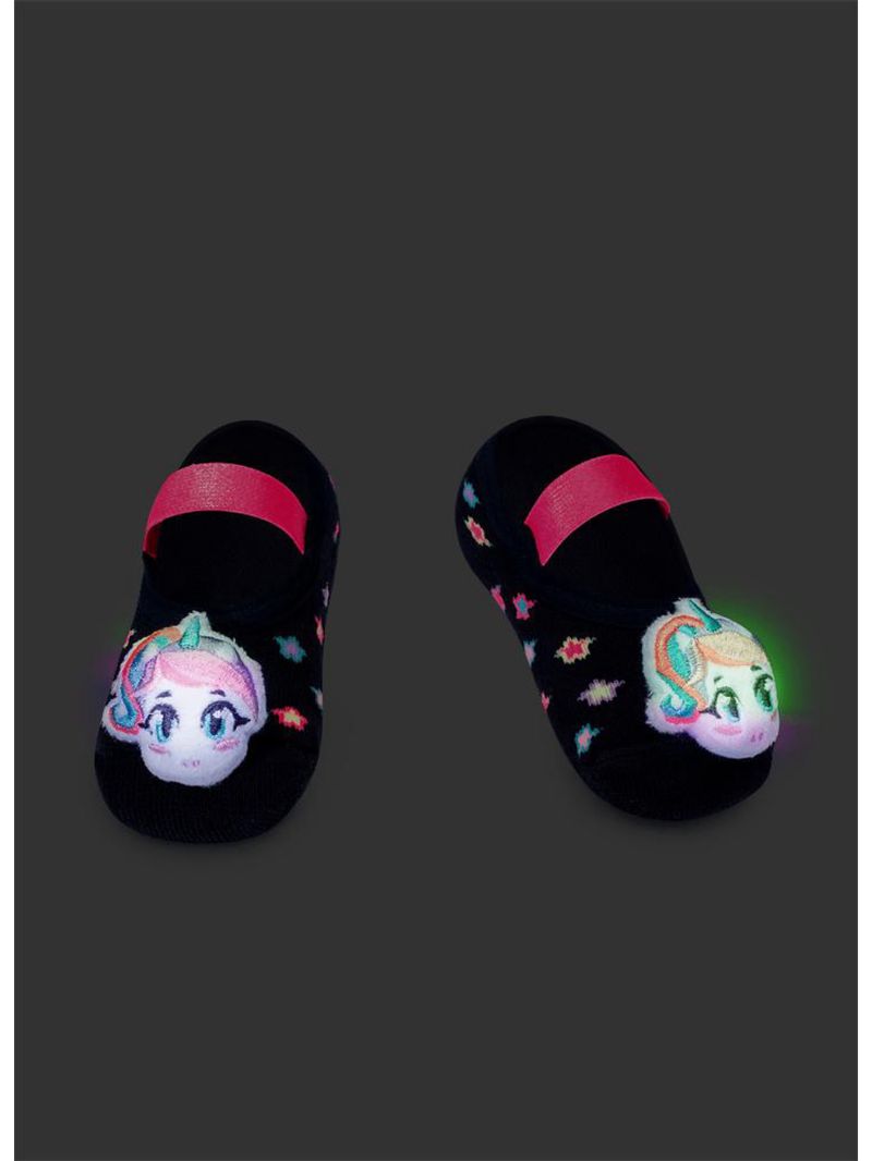 Meia sapatilha com aplique bebê menina antiderrapante unicórnio kawaii