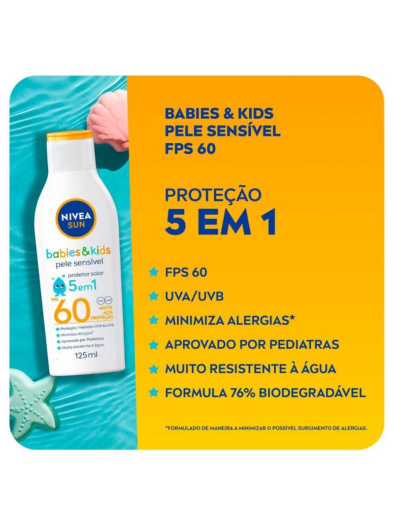 Nivea sun protetor solar kids & babies pele sensível fps 60