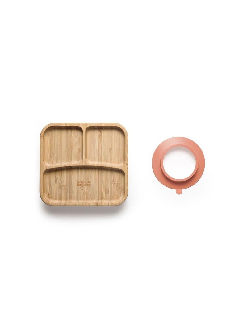 Prato quadrado com divisórias e ventosa bam n' boo 6+m rosa fisher price - bb1173