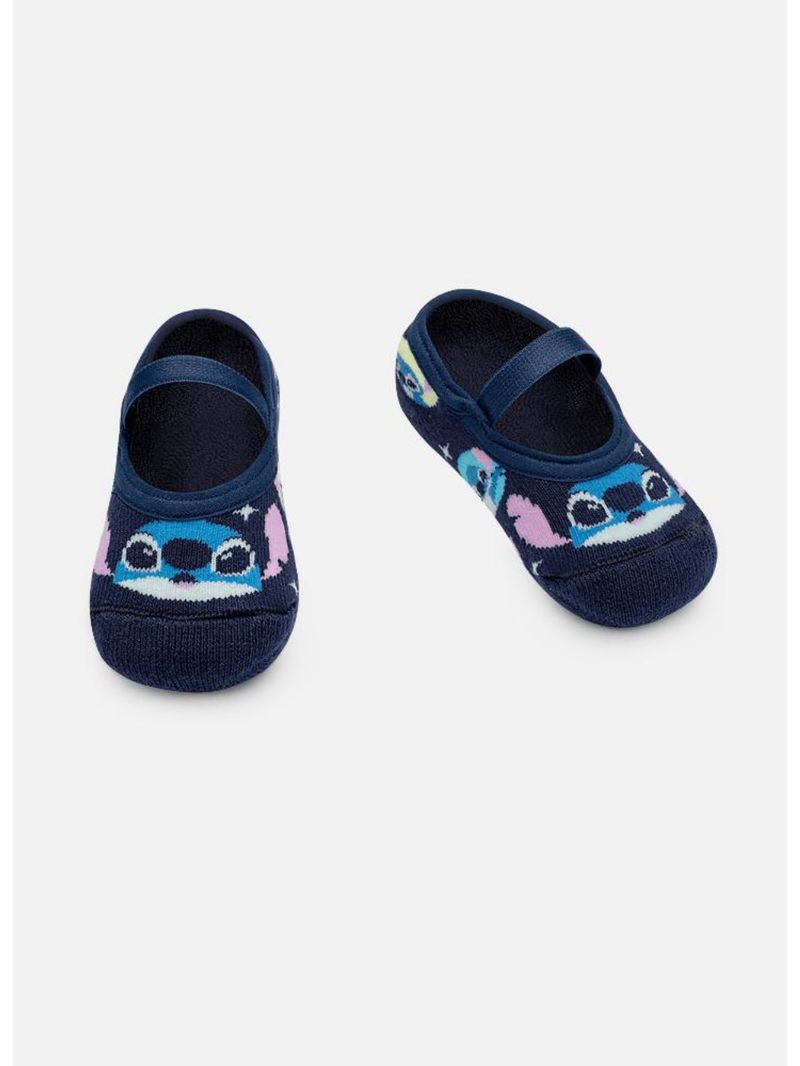 Meia sapatilha antiderrapante bebê unissex stitch