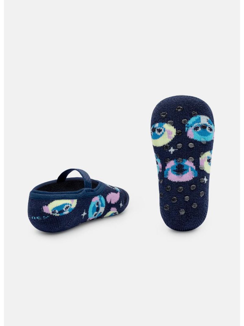 Meia sapatilha antiderrapante bebê unissex stitch