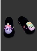 Meia sapatilha antiderrapante com led bebê menina unicórnio cherry