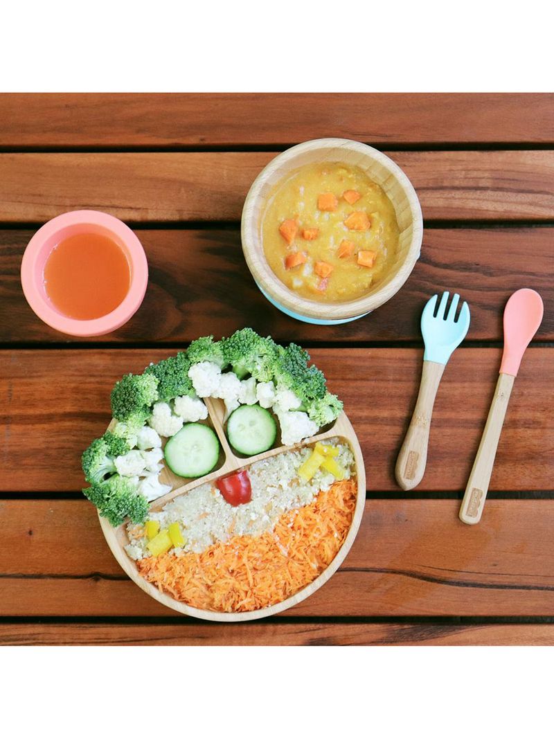 Prato redondo com divisórias e ventosa bam n' boo +6m rosa fisher price - bb1171