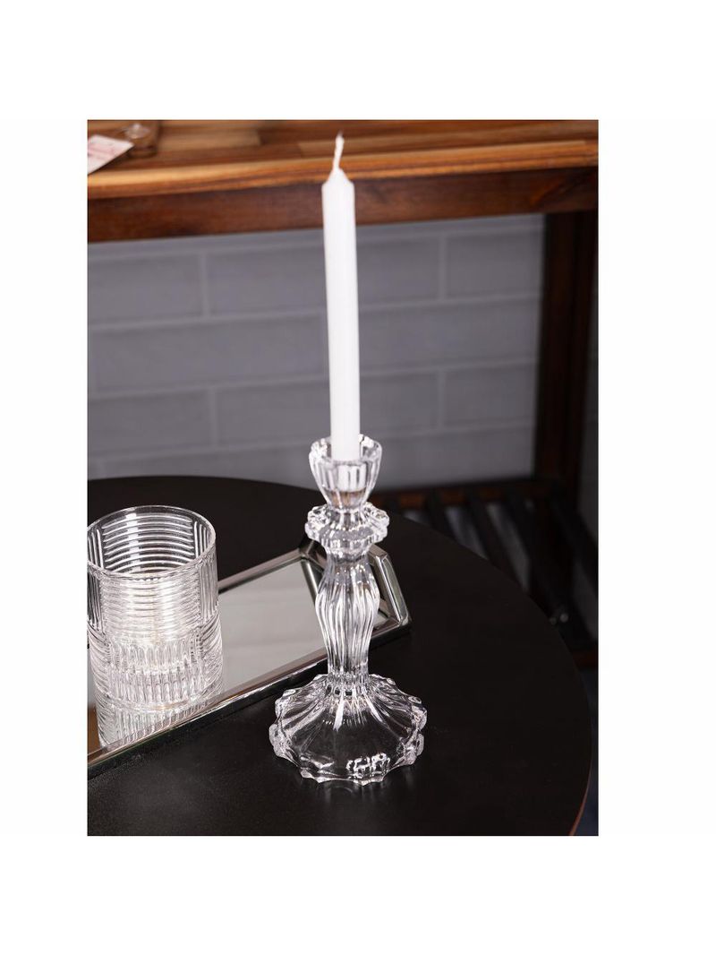 Castiçal para vela wolff athenas de vidro 10cm x 20,5cm