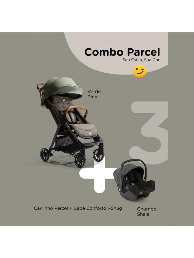 Carrinho de bebê combo parcel verde pine com bebê conforto i-snug shale joie