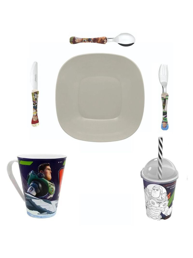 Conjunto pratos copos e faqueiro com 3 peças - toy story - b