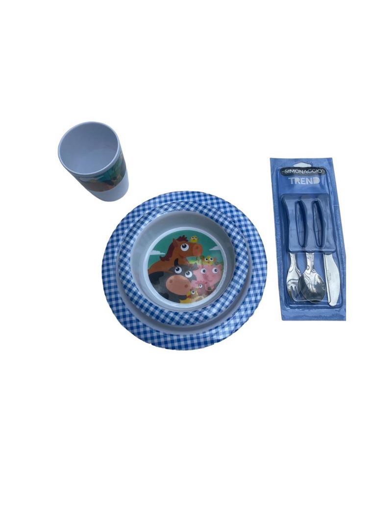 Conjunto pratos copo e talheres fazendinha - nt