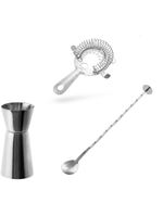 Dosador duplo, strainer e  colher bailarina para drinks -  inox