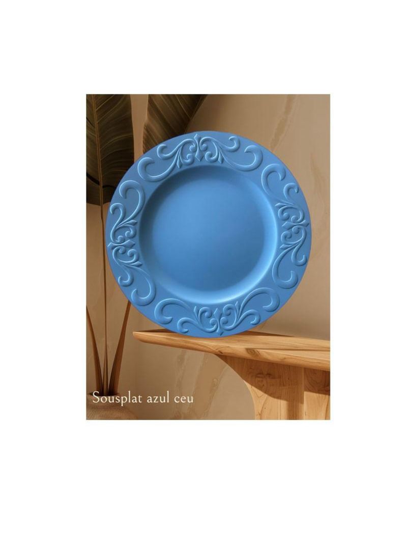 Jogo de 4 (quatro) sousplats azul ceu arabesco - 33 cm