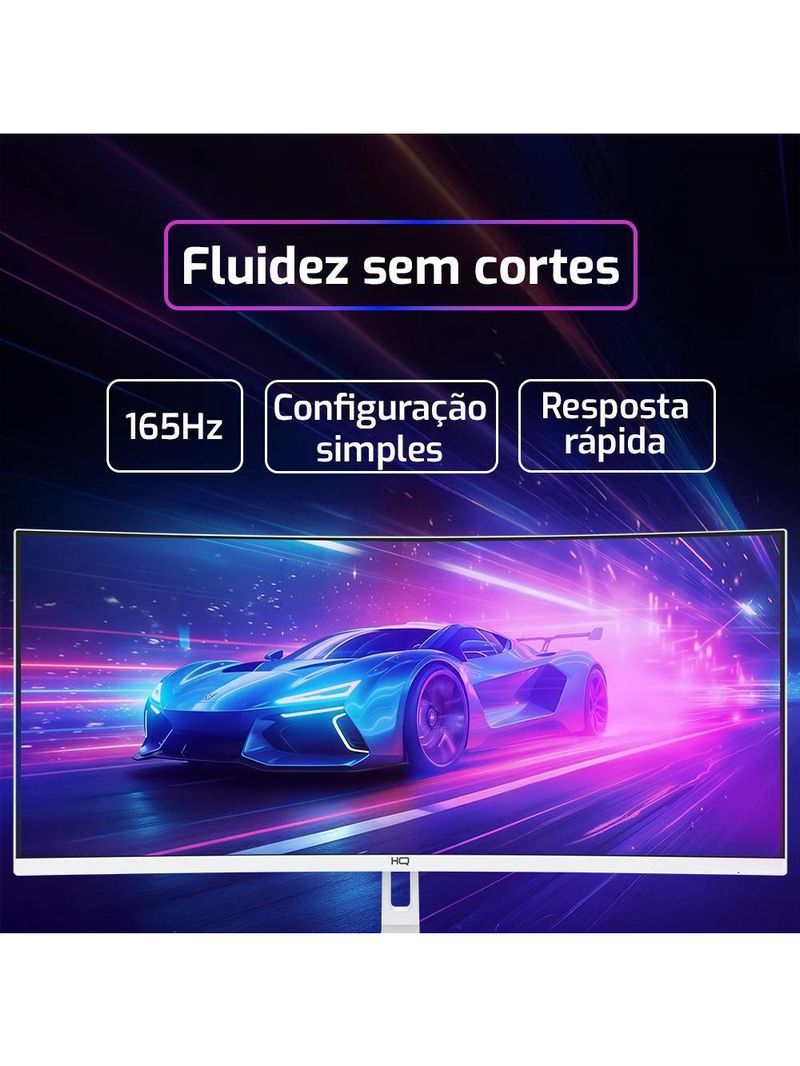 Monitor Gamer Curvo Branco HQ Premium 34” Ultrawide QHD 3440x1440, 165Hz, 1ms, AMD FreeSync, HDMI, DP - HQW34C16