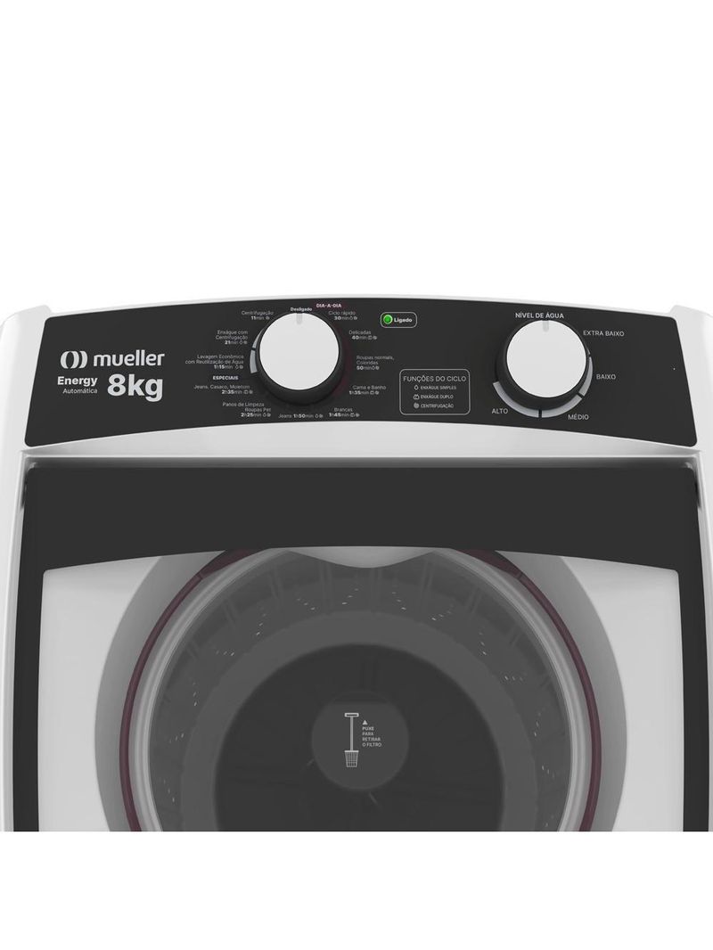Lavadora De Roupas Mueller 8 Kg Automática Energy Branca - 127v