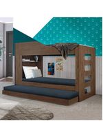 Treliche Beliche Com Cama Auxiliar 2 Em 1 Com Prateleira Amendoa