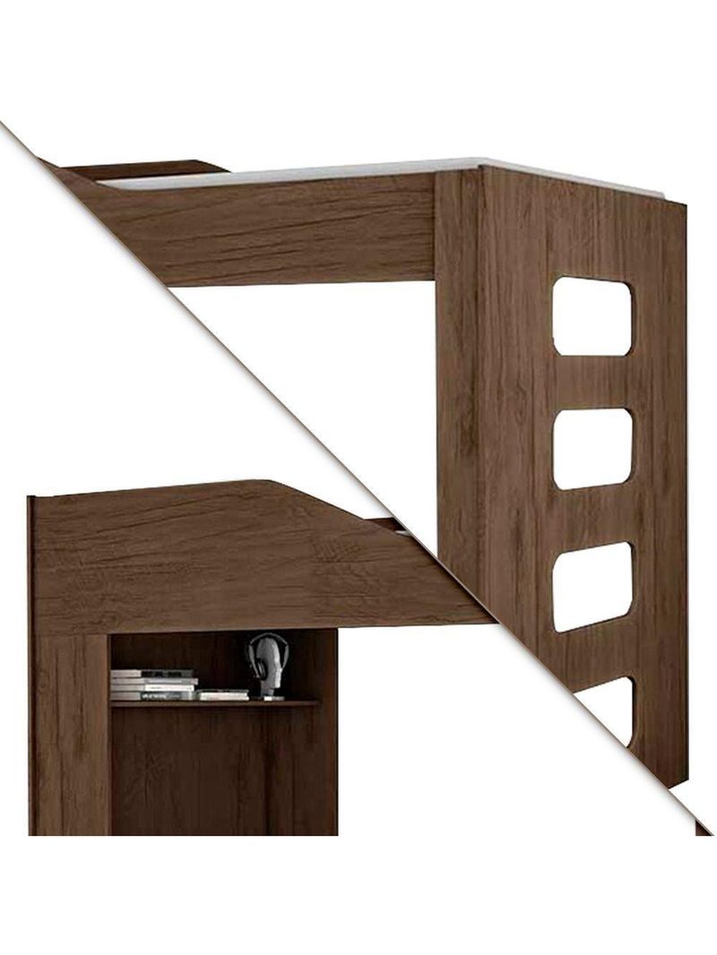 Treliche Beliche Com Cama Auxiliar 2 Em 1 Com Prateleira Amendoa