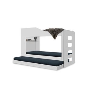 Treliche Beliche Com Cama Auxiliar 2 Em 1 Com Prateleira Branco