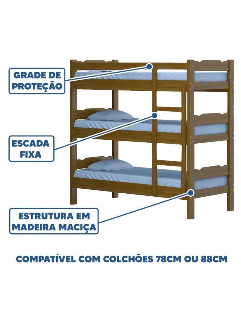 Treliche Madeira Reforçada Com Escada E Grade Proteção Imbuia Repleta