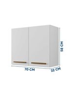 Armário Aéreo 2 Portas Cristal Branco Cozinha E Lavanderia Branco