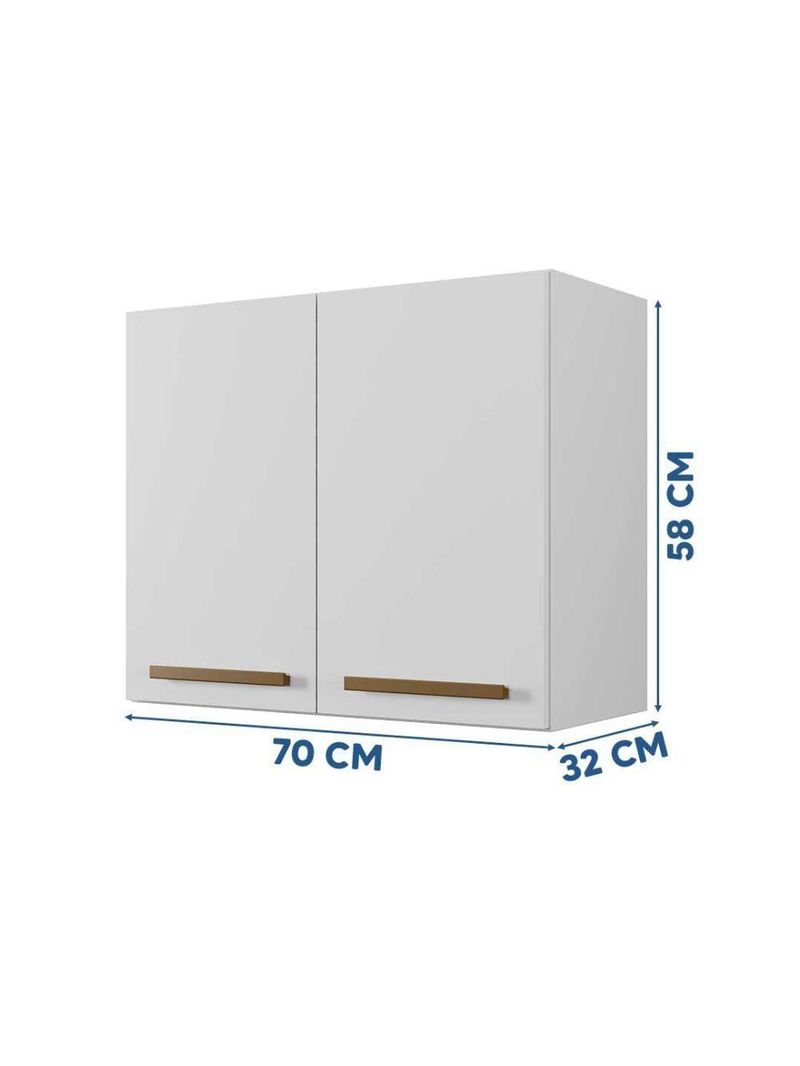 Armário Aéreo 2 Portas Cristal Branco Cozinha E Lavanderia Branco