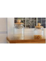 Porta mantimento de vidro martelado com tampa de bambu 1,3l