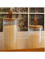 Porta mantimento de vidro com tampa de acácia classic 1,18l