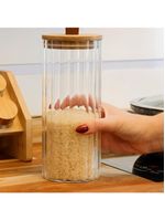 Porta mantimento de vidro com tampa de acácia classic 1,18l