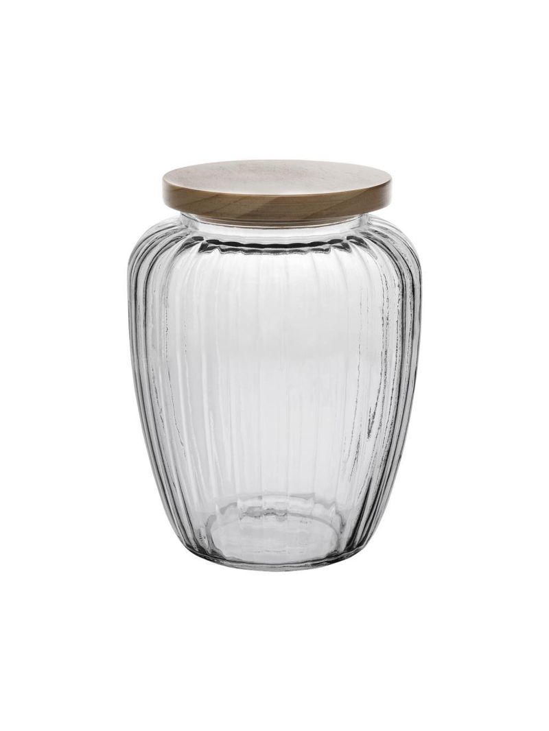 Porta mantimento de vidro com tampa de pinus 1,9l