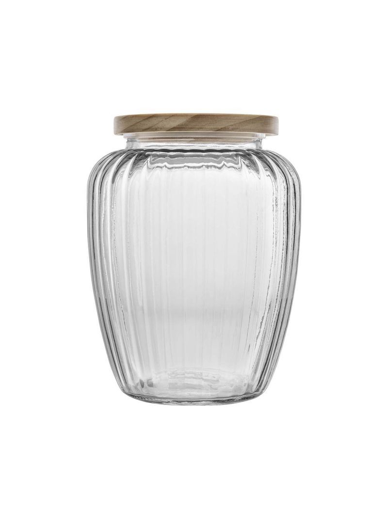 Porta mantimento de vidro com tampa de pinus 1,9l