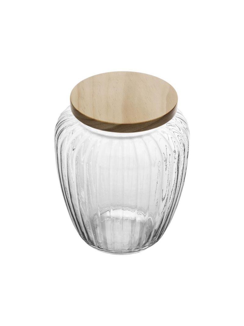 Porta mantimento de vidro com tampa de pinus 1,9l