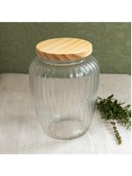 Porta mantimento de vidro com tampa de pinus 1,9l