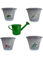 Tempero sem casa vasos brancos 10 x 15 e regador verde