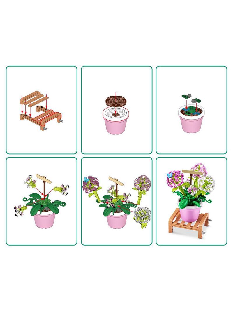 Blocos de montar max premium garden - gipsófila 133 pçs