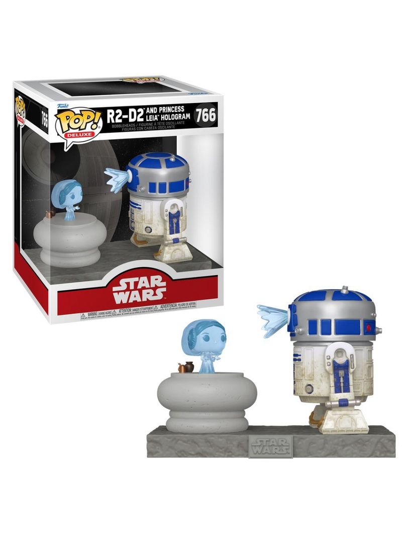 Boneco funko pop! deluxe star wars r2-d2 com leia
