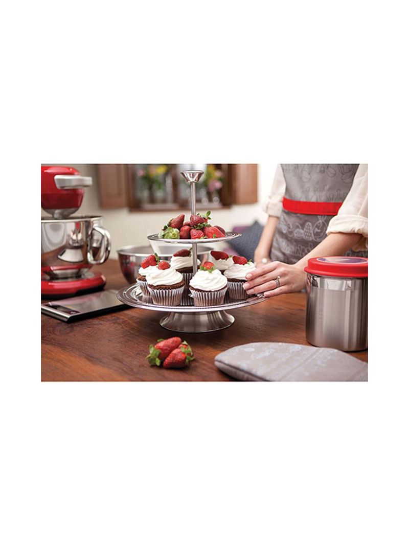 Conjunto de potes em inox com tampa plástica vermelha com visor cucina 4pçs - tramontina