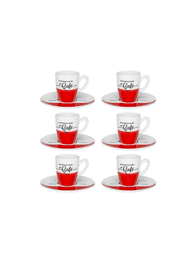 Conjunto de café expresso cafeína 75ml 12pçs - oxford