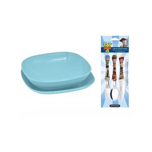 Conjunto pratos e faqueiro com 3 peças - toy story - kids