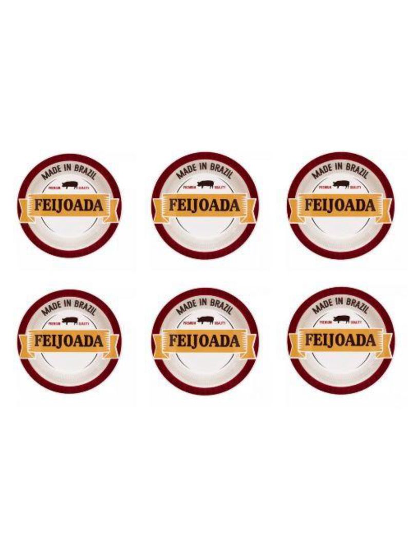 Conjunto de pratos fundo de porcelana feijoada premium 6pçs - oxford