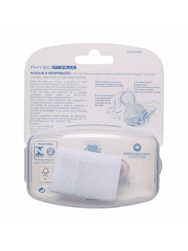 Chupeta de silicone physio light lumi 0 a 6 meses 2 unidades branco e rosa - chicco