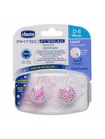 Chupeta de silicone physio light lumi 0 a 6 meses 2 unidades branco e rosa - chicco