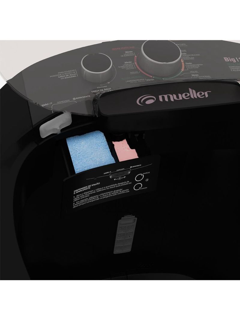 Máquina de Lavar Semiautomática 14kg Mueller Big Preta 220V