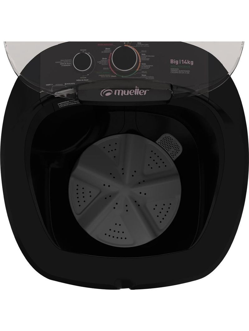Máquina de Lavar Semiautomática 14kg Mueller Big Preta 220V