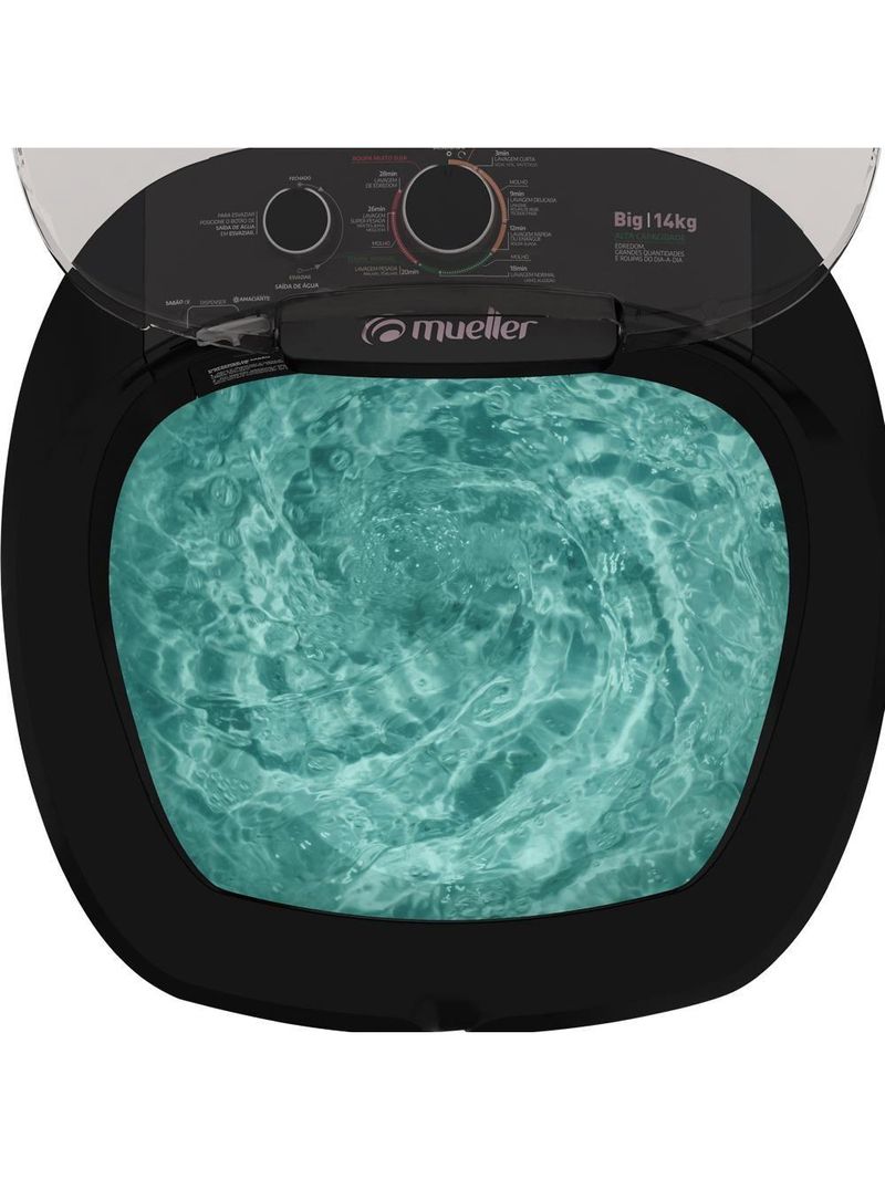 Máquina de Lavar Semiautomática 14kg Mueller Big Preta 220V