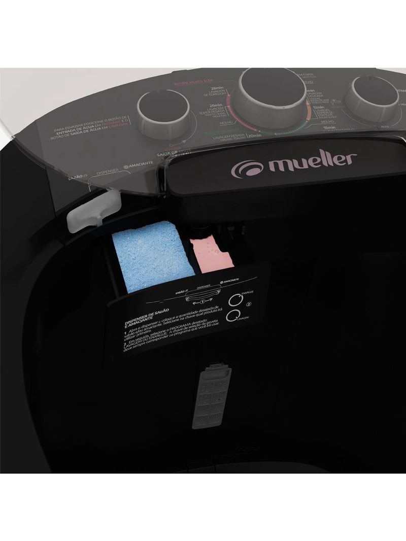 Máquina de Lavar Semiautomática 16kg Mueller Big Preta 220V