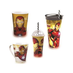 Kit homem de ferro -  3 copos diferentes e caneca - marvel