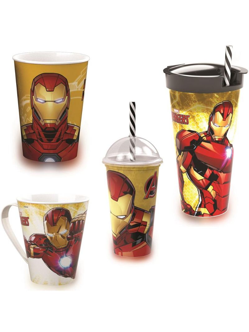 Kit homem de ferro -  3 copos diferentes e caneca - marvel