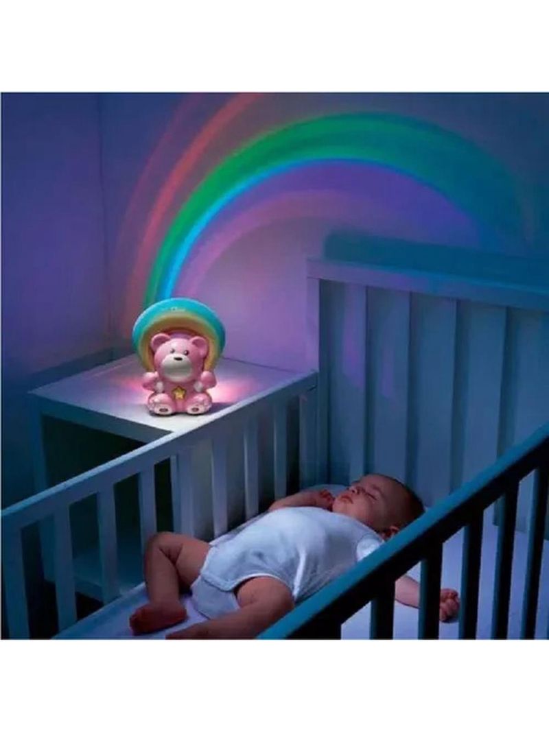 Luminária e projetor rainbow bear rosa - chicco