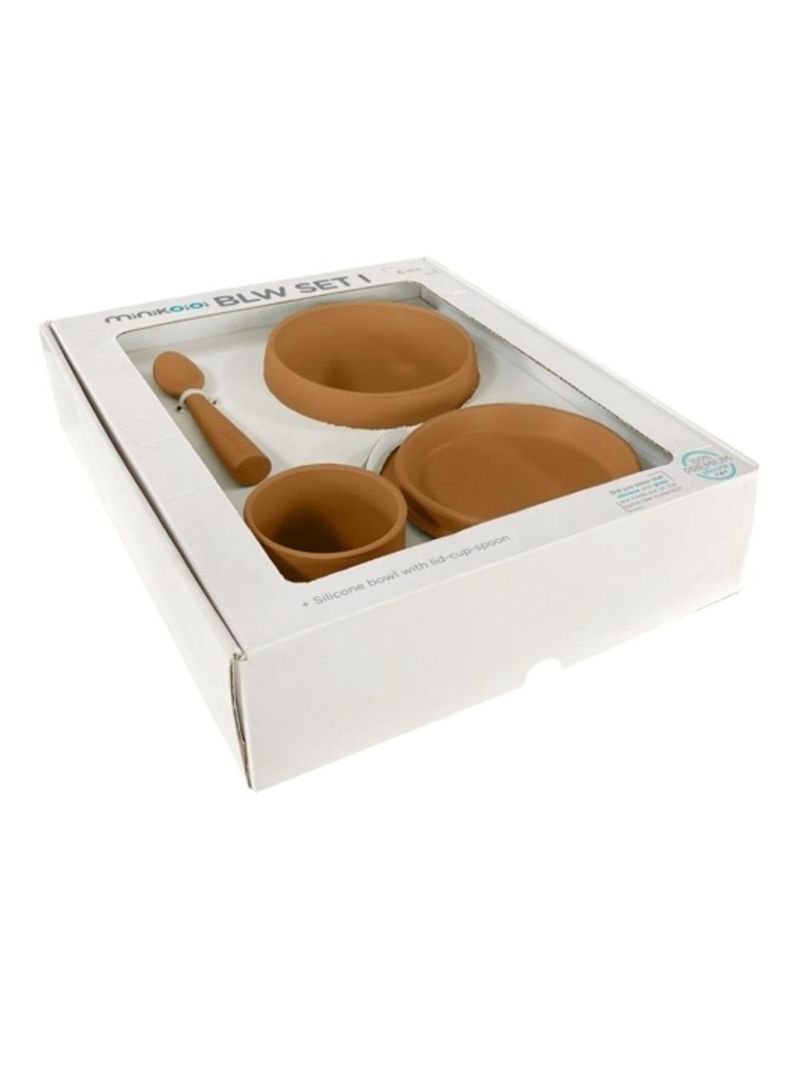 Kit de alimentação silicone blw set1 woody brown - minikoioi