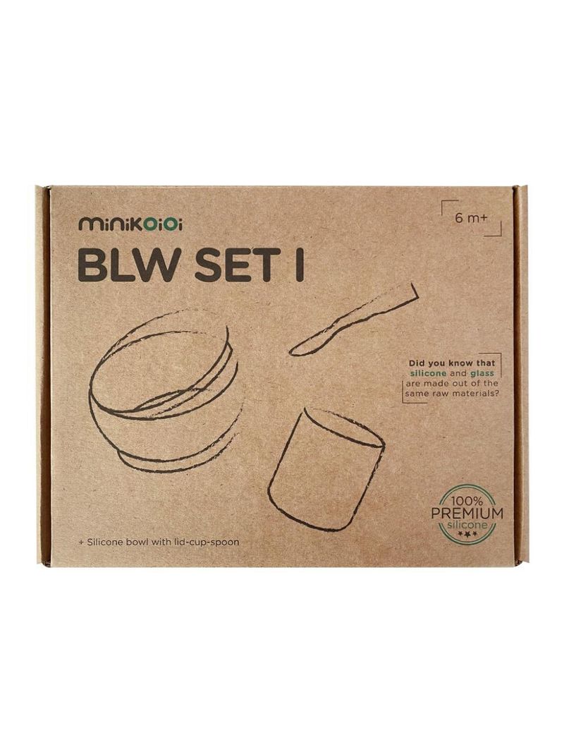 Kit de alimentação silicone blw set1 woody brown - minikoioi