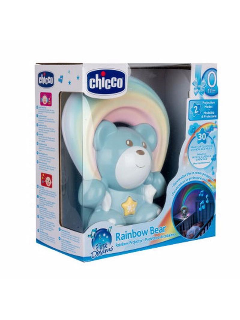 Luminária e projetor rainbow bear azul - chicco